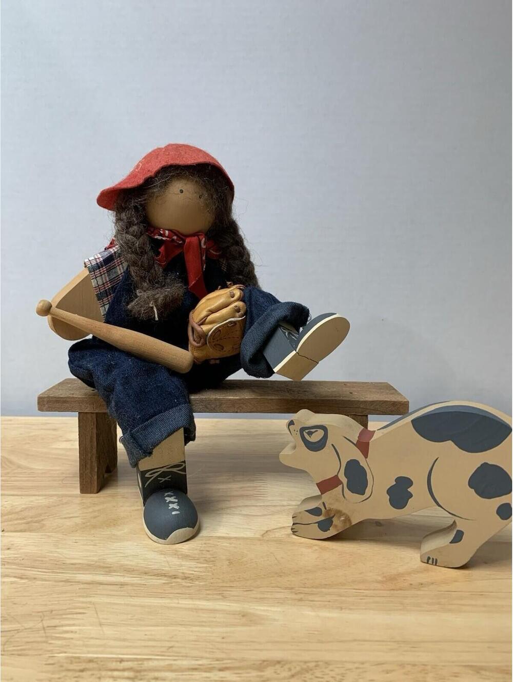 Vivtage Lizzie High Doll Baseball Player Dottie Bowman And Dog Barney